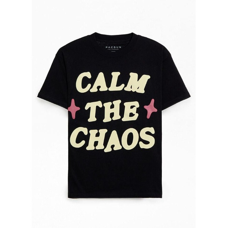 Pacsun Men's Calm the Chaos Boxy Puff Graphic T-Shirttrendy