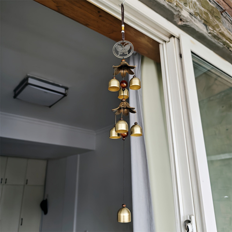 Campanella a vento in metallo a due strati in stile antico per cortile e giardino, suono di collisione di dopamina, decorazione da appendere in casa_voghion.com