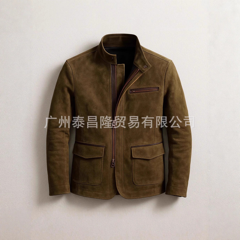 European and American Cross-Border Amazon Autumn and Winter New Men's Stand-Up Collar Zipper Jacket Casual Retro Men's Top Coat