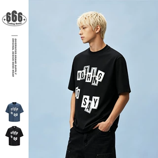 CROWD CITY潮流美式街头潮牌直喷印花休闲短袖T恤男夏季上衣Y646