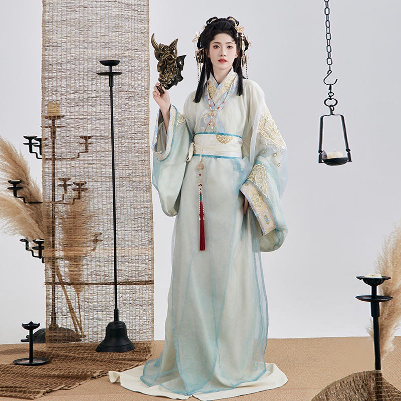 紫衿汉服女落日溶金战国袍拖尾直裾重工刺绣春夏款拍摄出片闺蜜仙-阿里巴巴