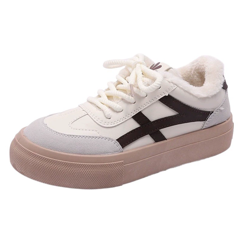 2023 Зимние туфли на флисовой подкладке женские новые теплые и толстые шикарные спортивные туфли Joker для досок, нишевая оригинальная обувь для досок
