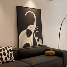 简约现代客厅装饰画黑白大象电视墙壁画高级感新款沙发背景墙挂画
