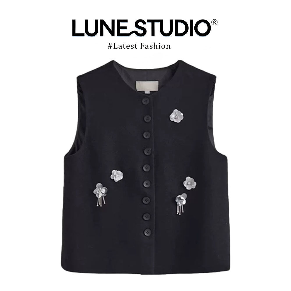 Autumn Korean College Style Knitted Vest Layered with Long-Sleeved Shirt Top and Skirt Three-Piece Set