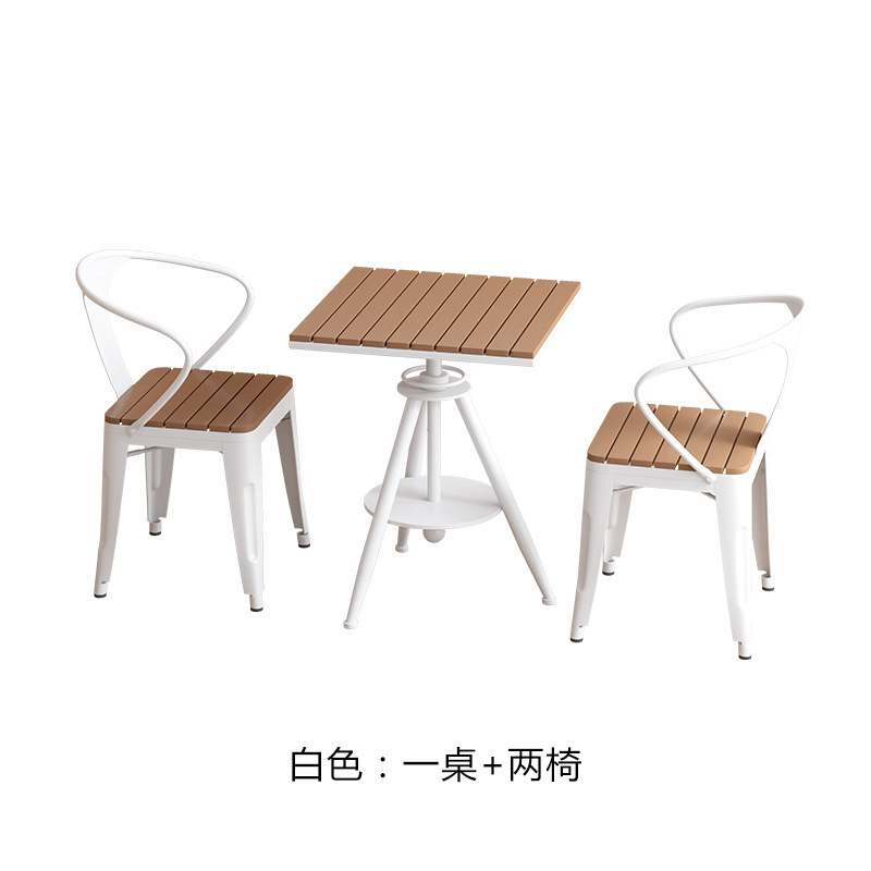 シンプルな露天バルコニーのレジャーテーブルと椅子の組み合わせ屋外庭園は、小さなテーブル防水日焼け止め屋外テーブルを昇降することができる|undefined