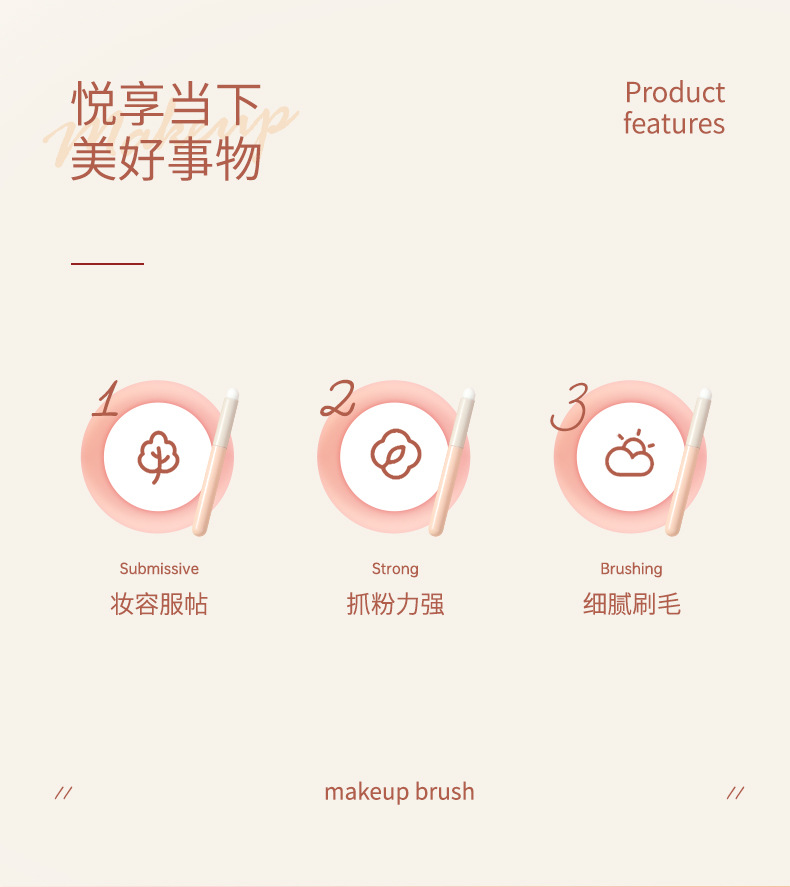 LMLTOP single-piece fine oblique head concealer brush, round head Lip brush, and smudging makeup brush SY601 are carefully selected details Picture