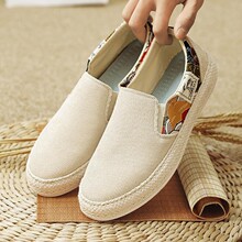 新款男编灯芯绒渔夫鞋板鞋懒人鞋一脚蹬布鞋潮男鞋四季