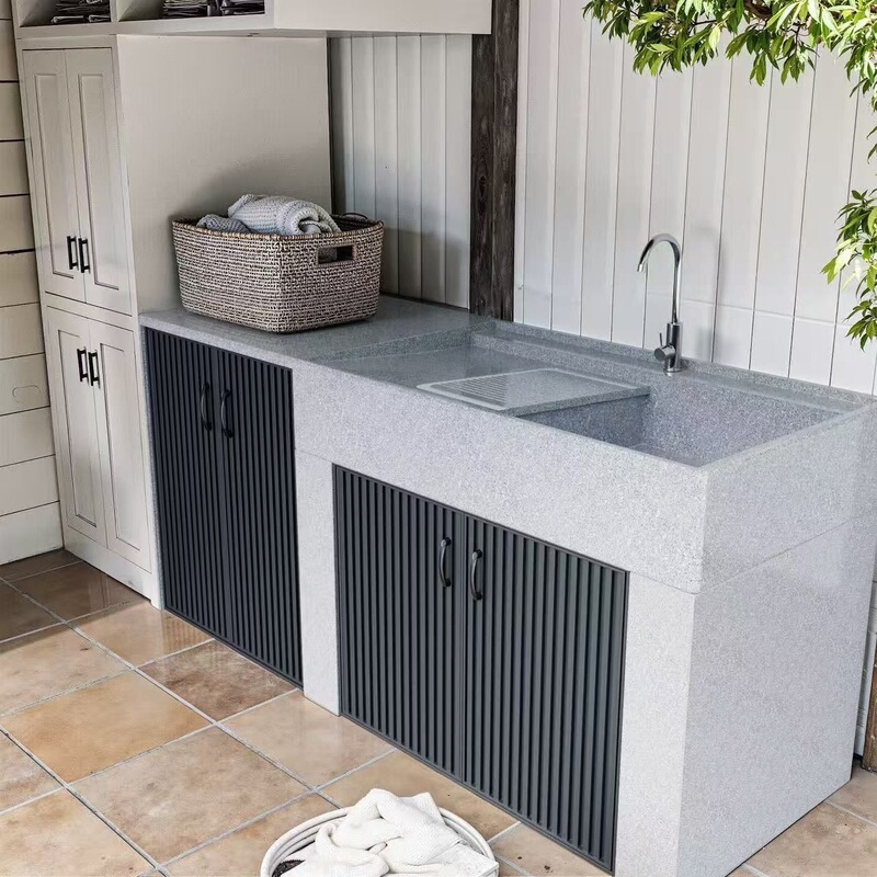 Natural Marble Granite with Sesame White Veins, Includes Washing Machine Area, Laundry Sink, Suitable for Villa Courtyard Balcony Washboard Basin