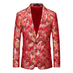 Men's Casual Suit Fashionable in stock Single Slim-fit One-grain Single-breasted Suit Collar Cotton Blend