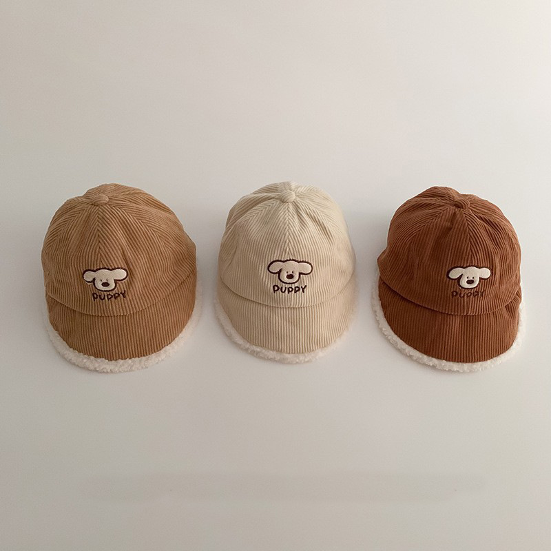 Otoño y invierno lindos sombreros de bebés de dibujos animados con grandes bordes para niños y gorras de lengua de goma para niñas calientes a prueba de viento sombreros de béisbol mareas