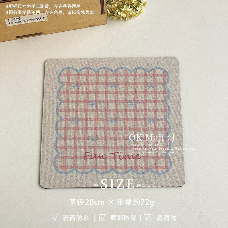 珪藻泥吸収性プレースマット、家庭用テーブル断熱マット、かわいい火傷防止ティーコースター、軽くて豪華でハイエンドの断熱皿マット|undefined