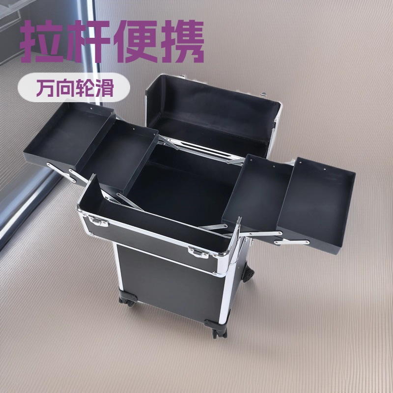 Caja de maquillaje profesional de talón de maquillaje varilla de tracción de gran capacidad de caja de manicuras multicapa caja de herramientas de bordado para almacenar manicurista