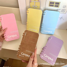 简约彩色笔记本英语Campus手机壳适用iPhone1615promax翻盖书本壳