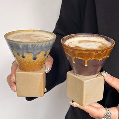 古い粗陶磁器中古ホットコーヒーカップ創意レトロアメリカンラテカップ大衆デザイン高級感マグカップ