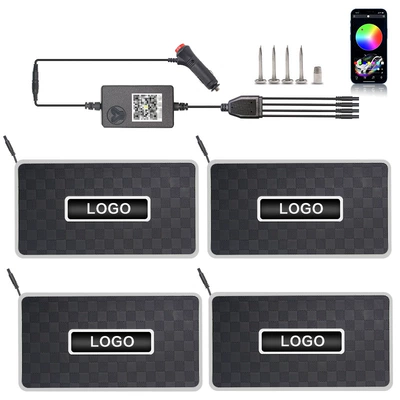 Universal Foot Pad Ambient Light Led Car Decorative - app-one-to-four-plaid-model-cigarette-lighter-to-draw-power-ships-with-the-default-welcome-label-for-custom-content-please-specify-the-text-or-send-an-image-to-customer-service