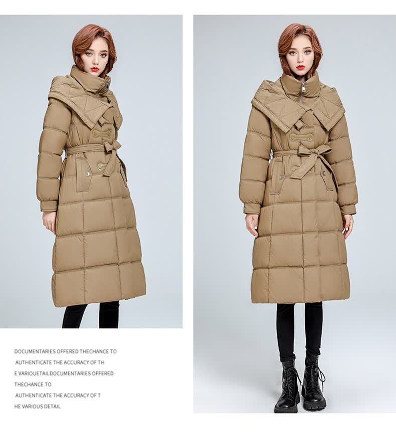 Dames gewatteerde winterjas met capuchon lange puffer jas_voghion.com