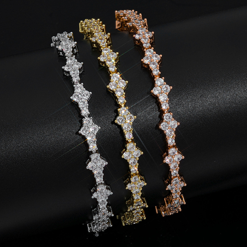 European and American Cross-Border Buckle 6.5mm Airplane Tennis Chain Hip-Hop Jewelry Niche Simple Bracelet Versatile Accessories Customization
