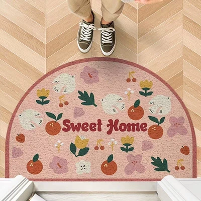 Ayaqaltılar (Kovriklər) – hallway doormat, semi-circular door mat - 4060cmsilk-loop-wear-resistant-and-dirt-resistant-sweet-little-bird-semicircle