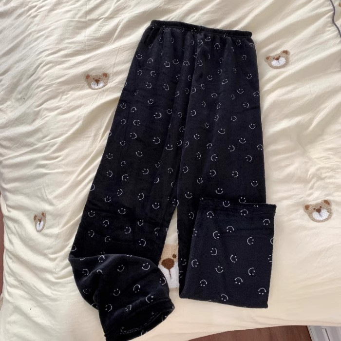 Pantalones de pijama de franela de coral de dibujos animados, pantalones de pijama de hombre, pantalones de invierno de otoño de mujer, pantalones caseros
