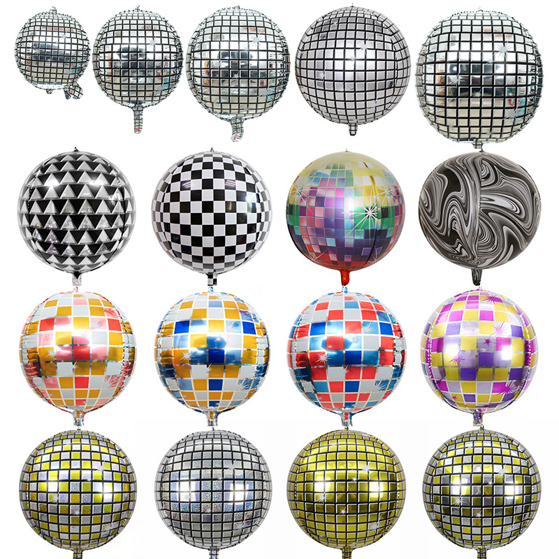 10寸15寸18寸22寸32寸镭射金银迪斯科铝膜4D圆球婚庆生日派对气球