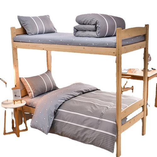 Set of three all-cotton student dormitory bedding items, minimalist style, including cotton sheets and duvet cover, group purchase wholesale, live streaming dropshipping