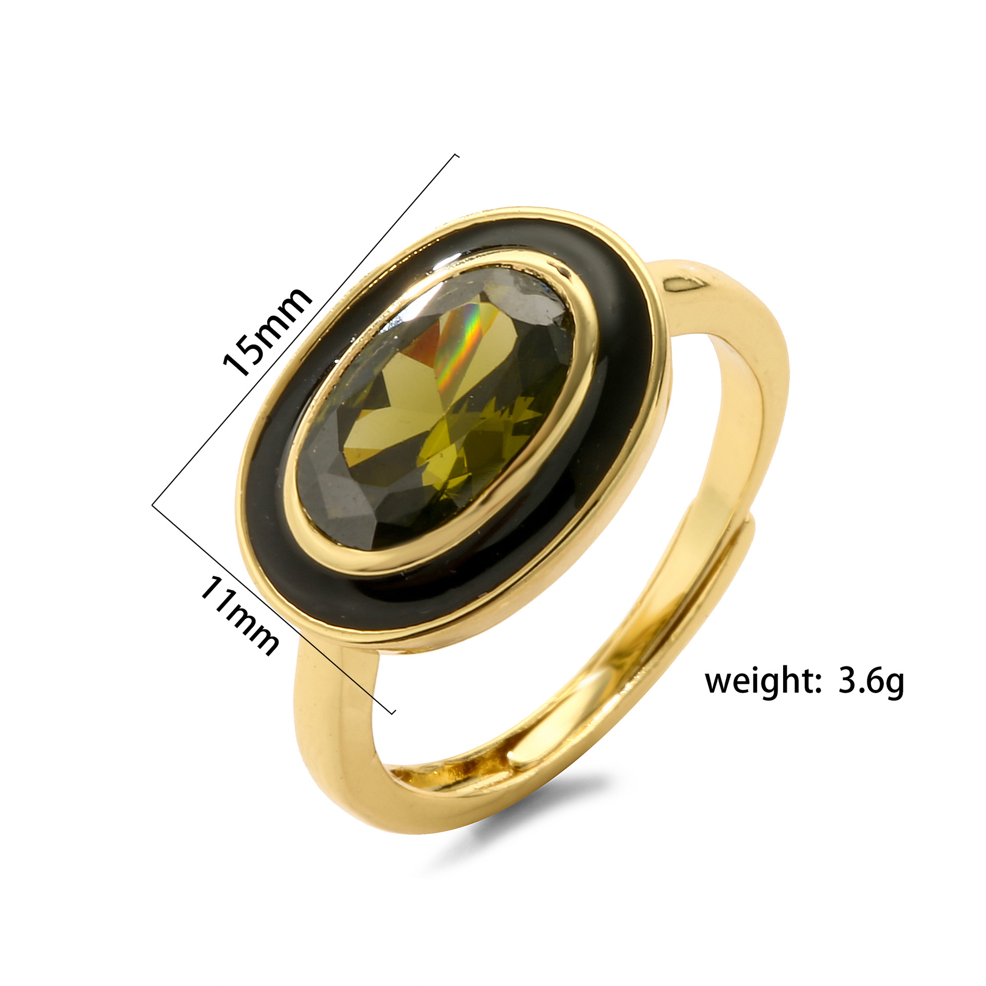 Elegant Retro Oval Copper Enamel Inlay Zircon Rings display picture 4