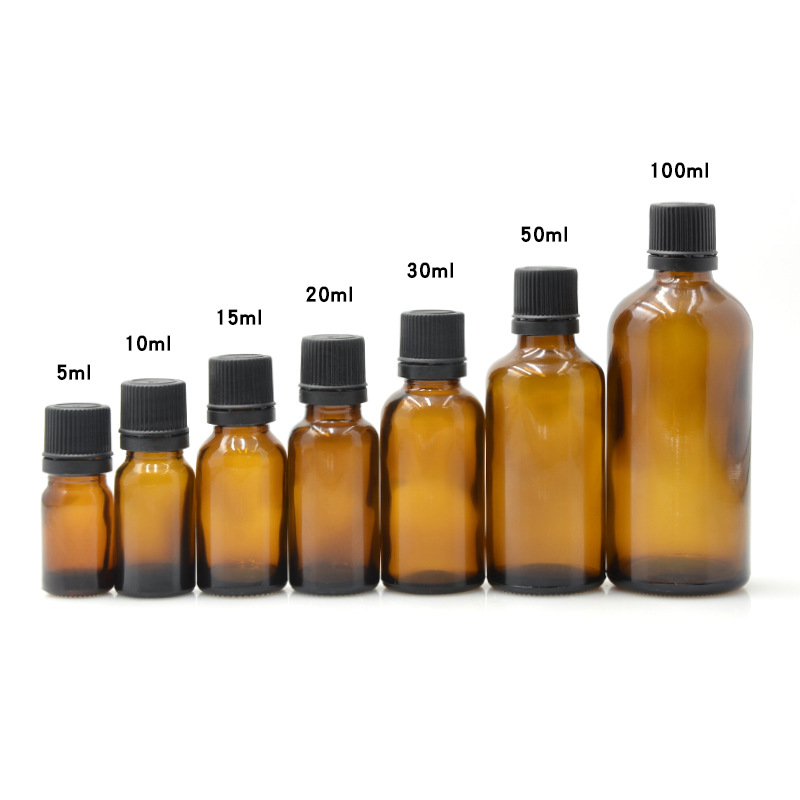 Botellas de vidrio ámbar para aceites esenciales | A prueba de luz, con gotero o bola rodante, lista para usar