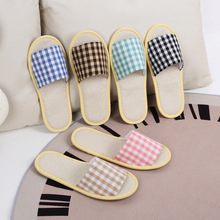 夏季新款酒店一次性拖鞋批发宾馆名宿会所居家待客花格子拖鞋厂家