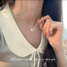 s925纯银拉丝爱心项链女轻奢小众心形吊坠百搭锁骨链时尚经典首饰
