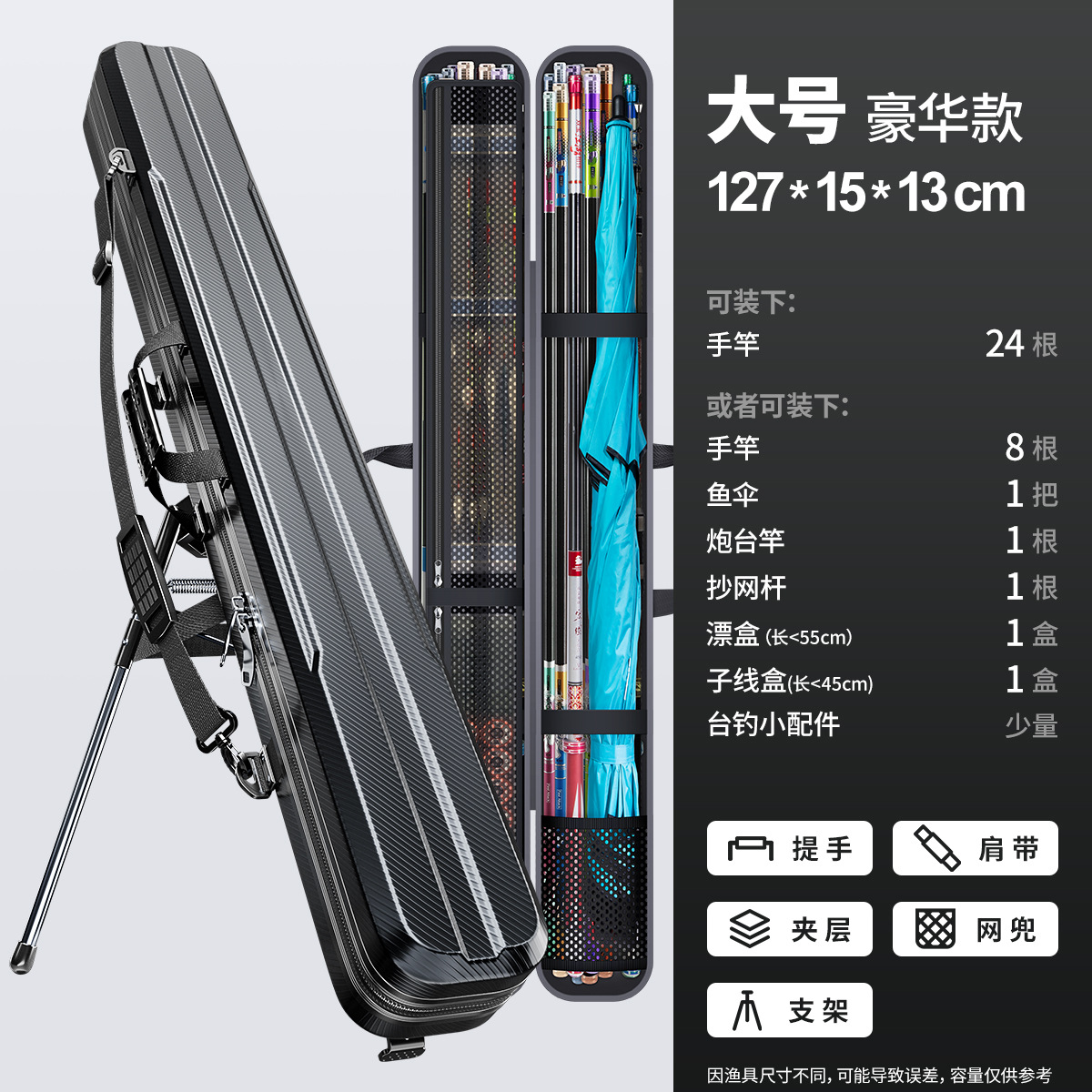 업그레이드된 두 배 두께 - 블랙 127×15×13cm [브라켓형] ₣