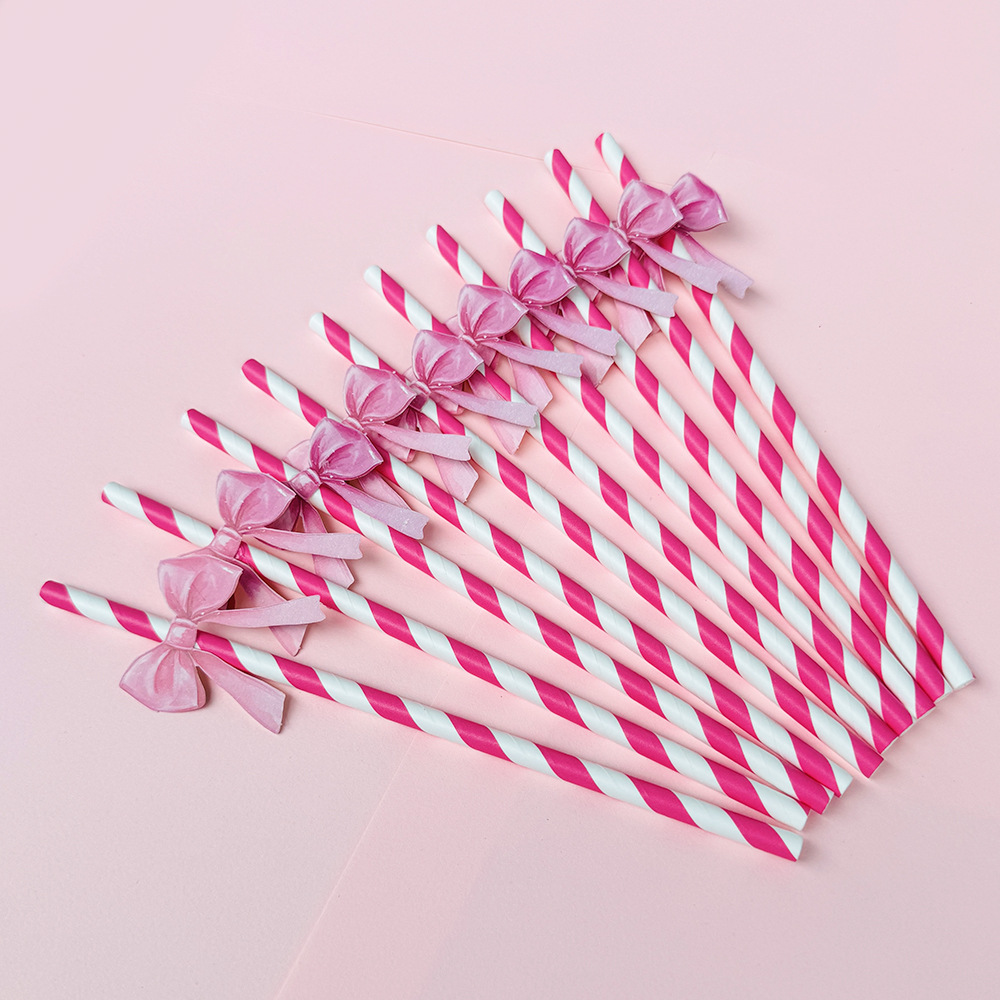 Suministros para fiestas transfronterizas Pajitas de lazo creativas Pajitas de papel desechables Pajitas de jugo de frutas Spot al por mayor