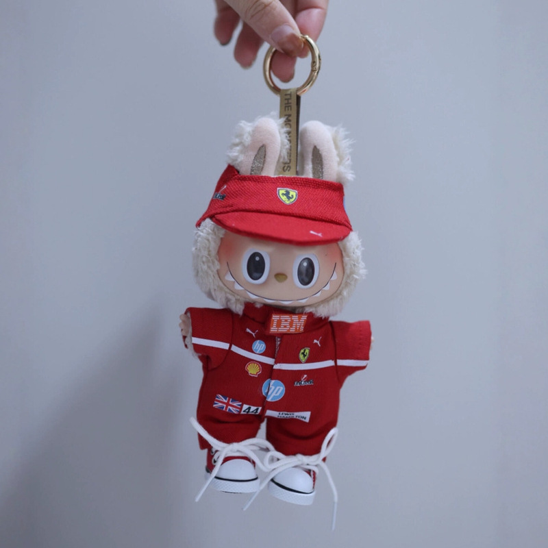 labubu赛车服娃衣红色法拉利汉密尔顿一二三代拉布布衣服帽子批发|undefined