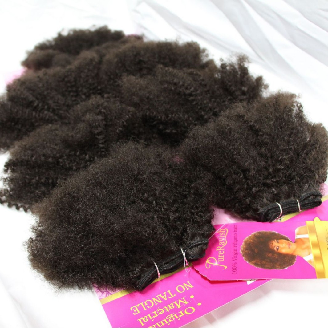 7pcs / Pack Negro Afro Kinky Curly Hair Weft con cierre
