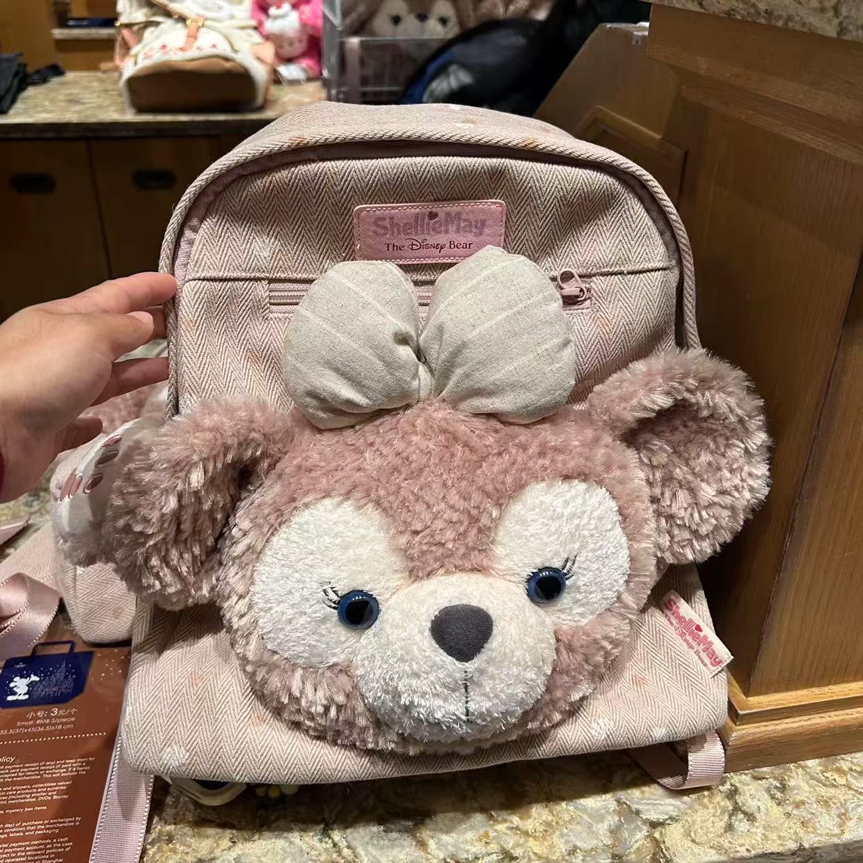 毛绒包雪莉玫双肩包可爱粉饼饼大脸包卡通甜美风大容量学生书包女