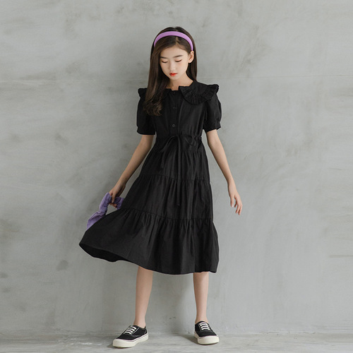  New Style Style Rope Waist Lace Collar Cake Skirt Internet Celebrity Girls Princess Skirt Summer Dress