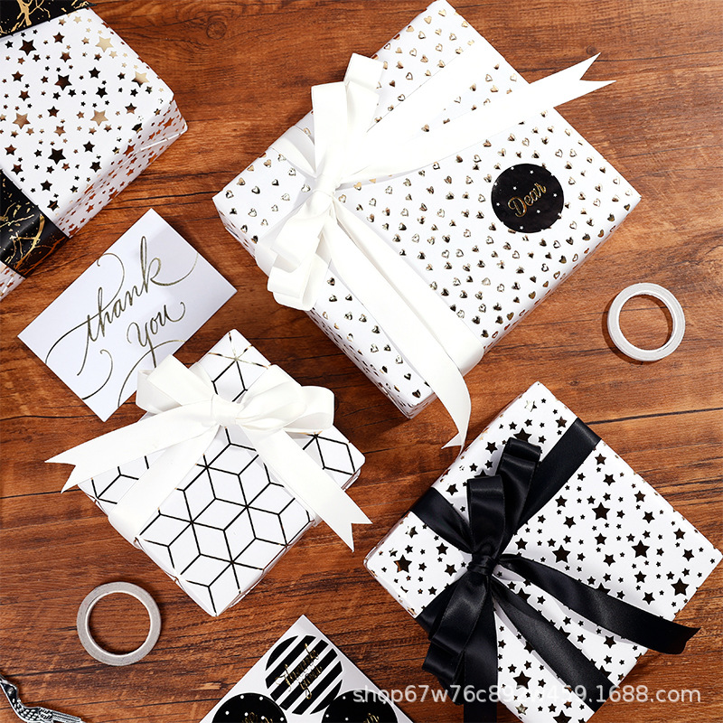 Amazon Hot Sale Gift Wrap Paper Big Size White Printed Gift Paper Embalaje de regalo de cumpleaños de San Valentín