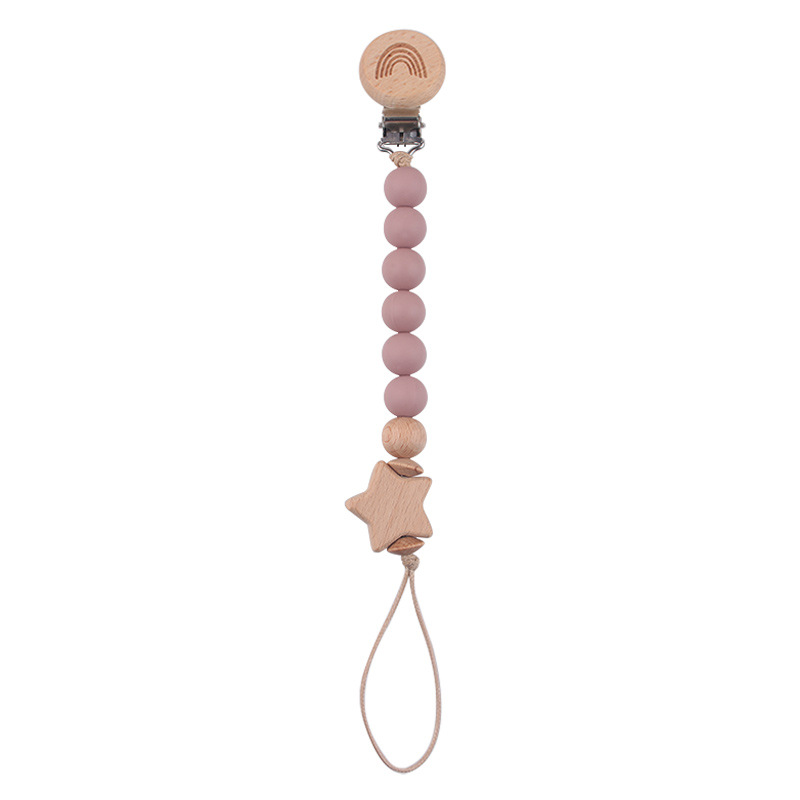 Productos para bebés y niños pequeños clip de tetina de beech DIY estrella de penta de beech creativa perlas de silicona calmante tetina cadena anti-caída cadena
