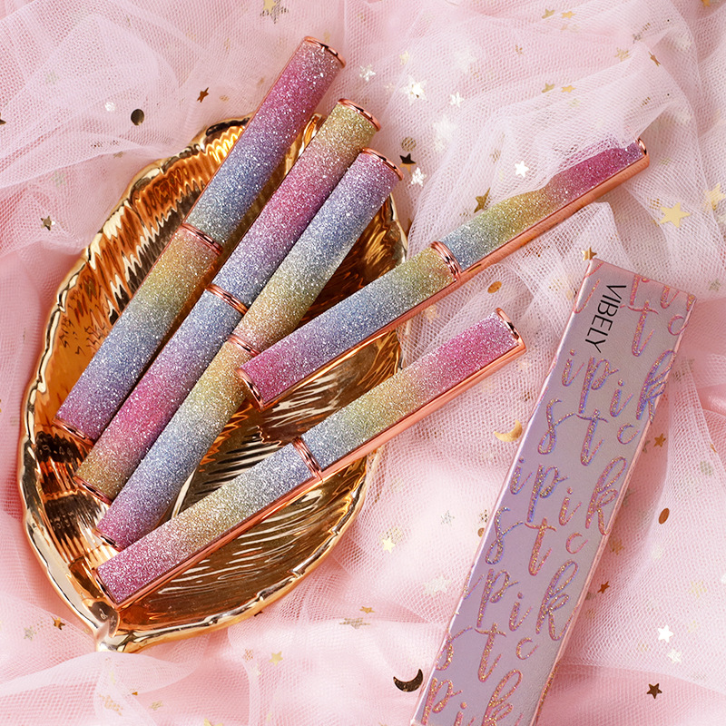 VIBELY Foreign Trade Starry Sky Shining matte Lipstick, non-stick cup, non-fading, small diamond heel Lipstick, cross-border wholesale undefined