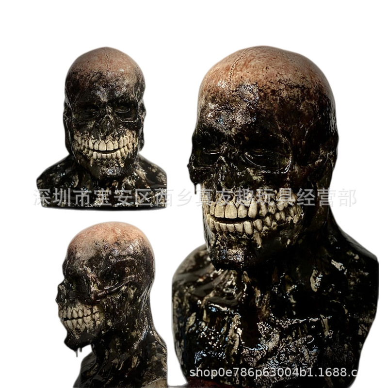 Halloween mask horror skull demon death skull mask tubing skull party funny head cover props