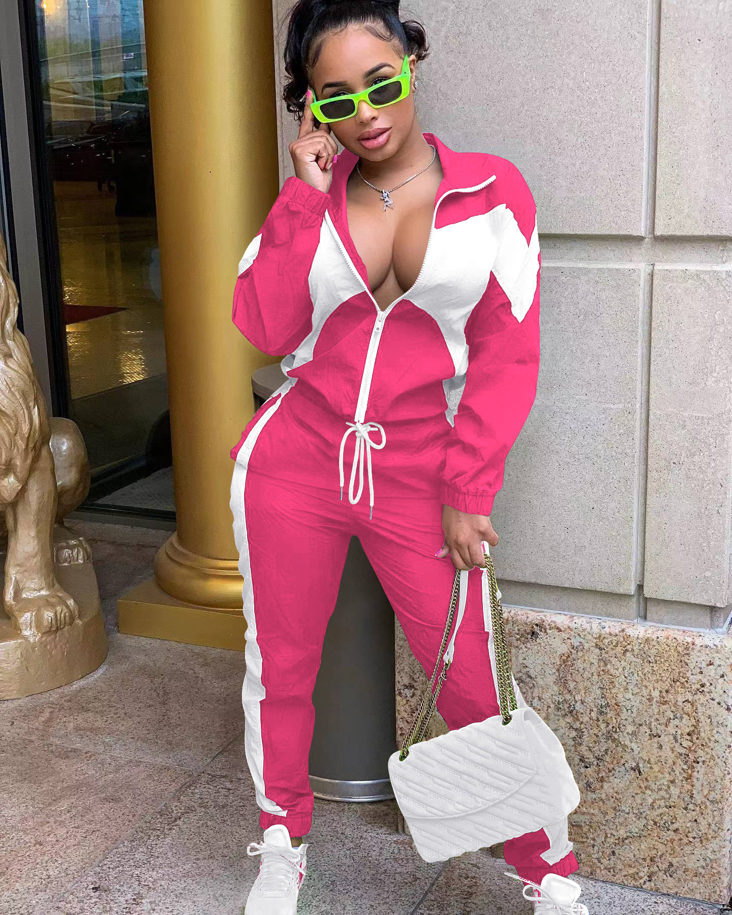 364g Weight Long Sleeve Sleeve Length Polyester Fabric Type Pant Co-ord Set Sets Type 2 Pieces Set Quantity Daily Occasion Turndown Neckline Regular Fit Fit Type Color Block Pattern Spring, Autumn Season Women's Gender Casual, Streetwear Style Daily Women's Casual Streetwear Color Block Polyester Pant Co-ord Set Pants Sets 16