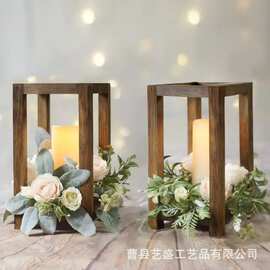 木质婚礼花架桌面烛台装饰摆件农舍风格松木灯笼收纳