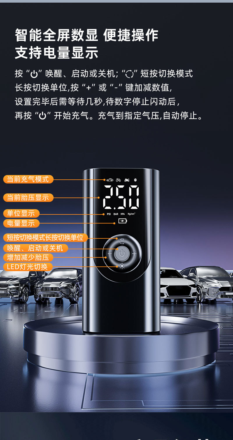 Car Wireless Air Pump Portable Car Air Pump High Power Electric High Voltage Suv Tire Pump