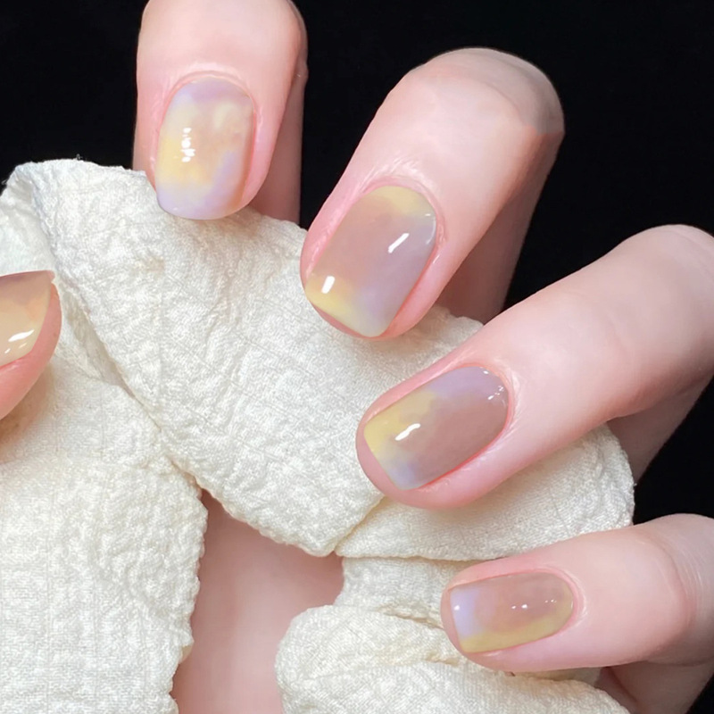 Rainbow vignetting cute wearing nail art finished fake nail nail nail patch nail patch detachable Nail Piece Factory sale
