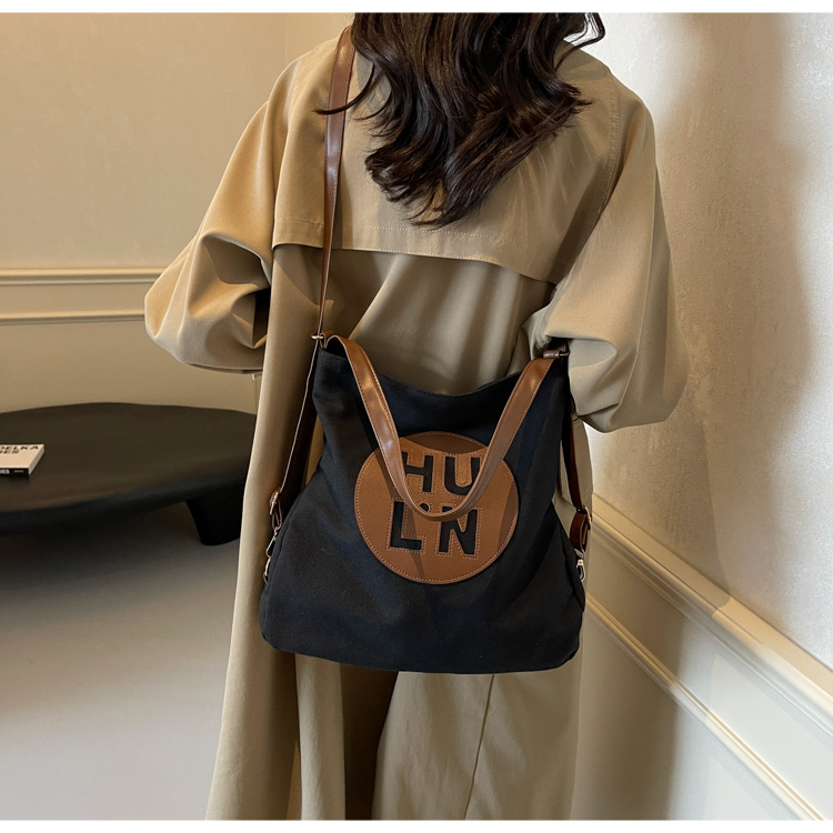 Korean letter printed multi-purpose cloth bag, 2024 new style, high-quality student backpack, commuting single-shoulder bag undefined