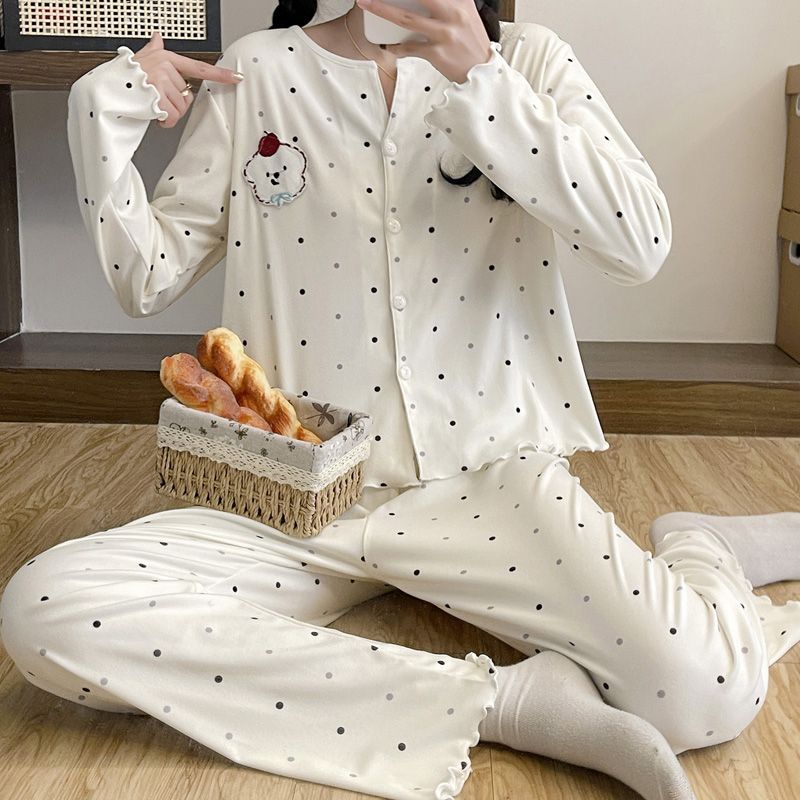 Al por mayor transfronterizo explosión primavera y otoño algodón pijama cardigán KT gato caricatura lindo estilo coreano ropa casera suelta