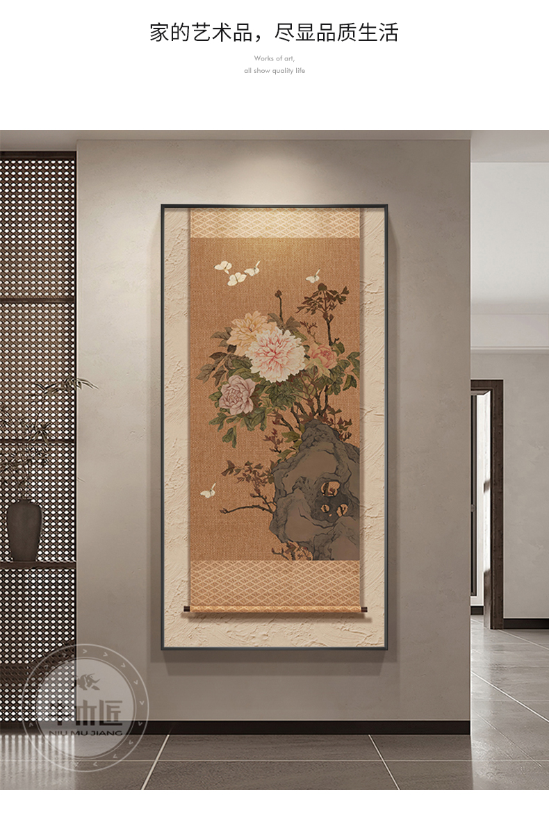 禅意宋代中式玄关装饰壁画走廊画美学新感客厅挂画画竹子尽头高级-阿里巴巴