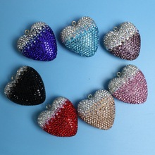 跨境爆款爱心满钻桃心钥匙扣DIY配件汽车时尚车挂厂家批发