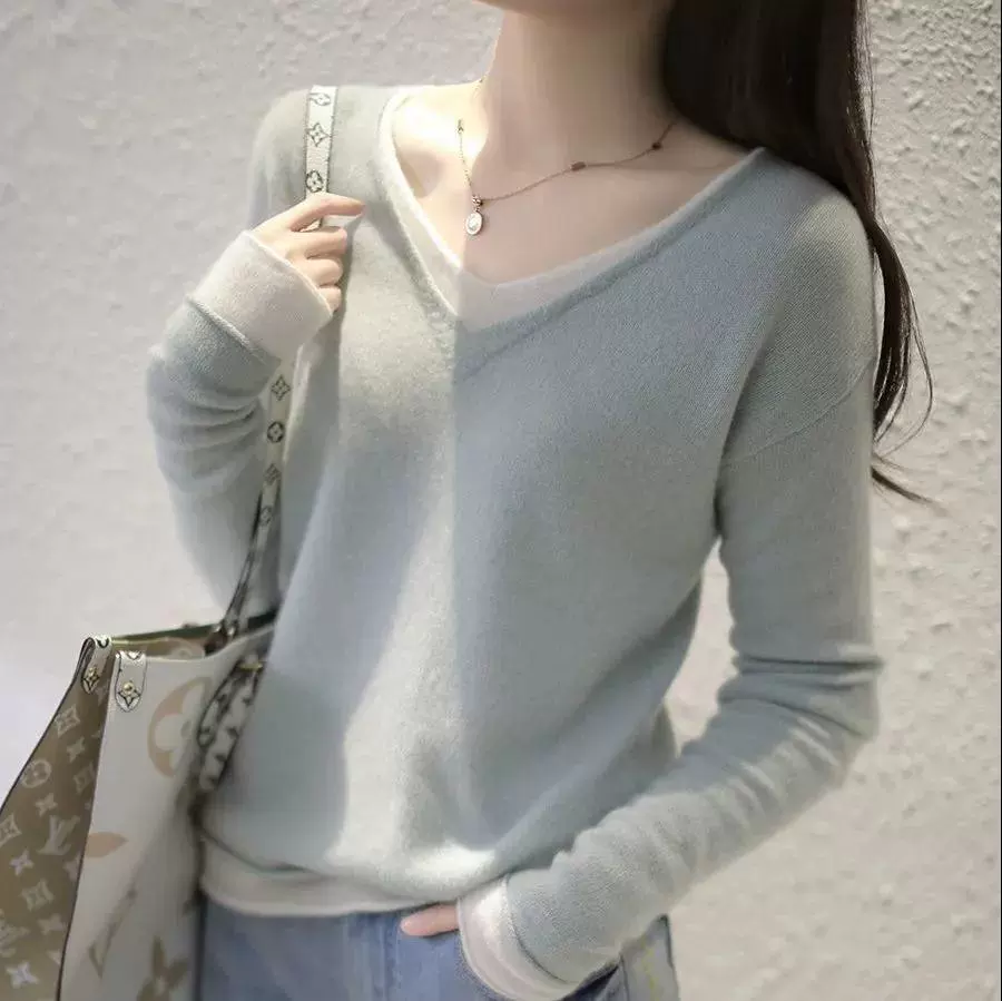 Элегантный женский свитер из двух частей European Station, новый модный весенне-осенний свитер свободного кроя в Корейском стиле в тон 2023 года