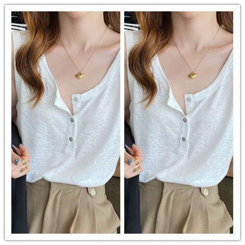 New Korean Style Solid Color Black Loose Camisole Vest Women's Inner Sleeveless Shirt Women's All-match Outer Wear Top