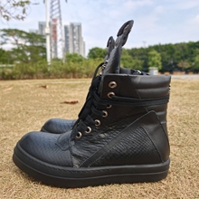 2025新款RO蟒蛇纹真皮高帮男潮酷系带厚底增高休闲鞋情侣款十字架